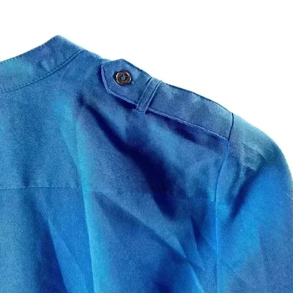 Calvin Klein Women's Royal Blue Roll Up 3/4 Sleeves Button Down Blouse Shirt XS - Picture 13 of 16